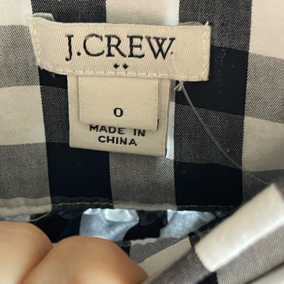 J Crew Black and White Tie Front 100% Cotton Gingham Skirt - Picture 4 of 12